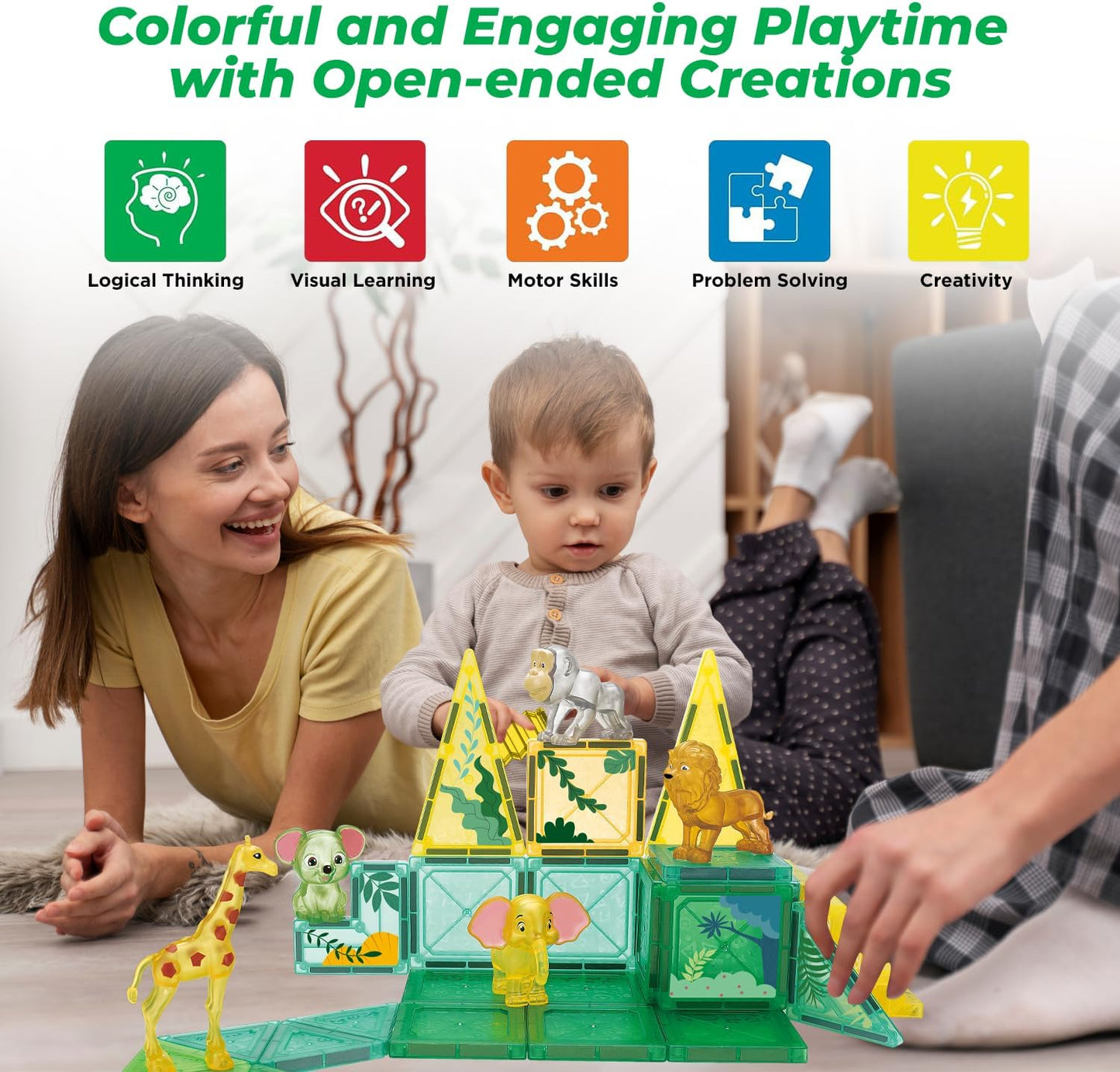 Magnetic Tiles Educational Toys for Ages 5-7 4-8 Magnet Building Blocks Set Magnatiles Montessori Cubes for Boys Girls