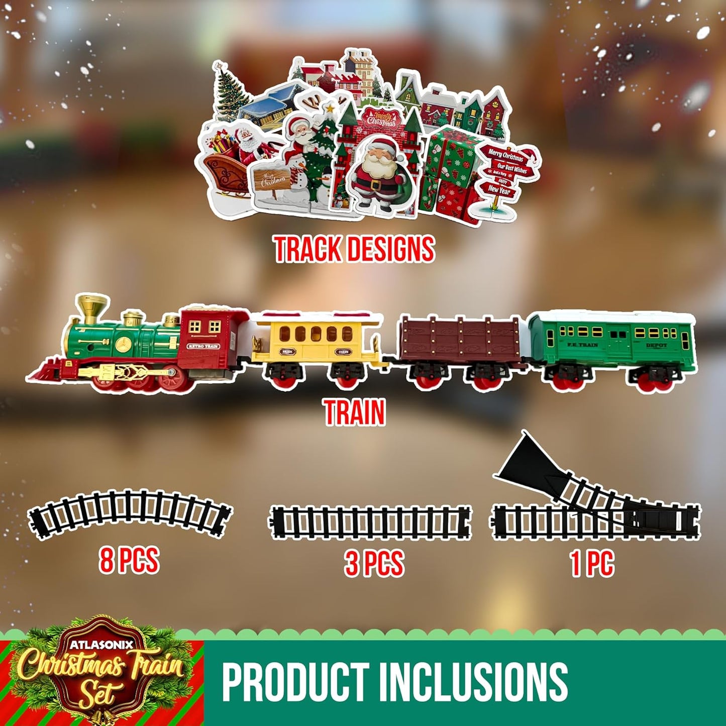 Christmas Train Set for Around The Tree with Lights & Sounds