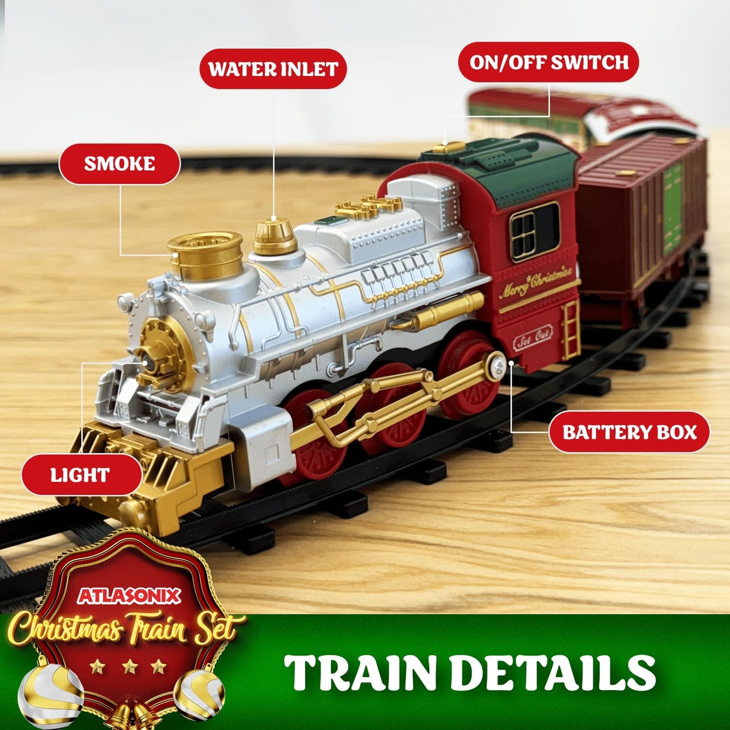 Christmas Train Set for Around The Tree with Lights & Sounds